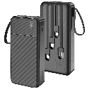Porodo Piano 20000mAh Compact Power Bank with Integrated Cables – Black