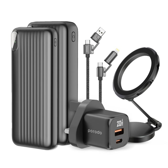 Porodo 5-in-1 All-in-One Travel Power Kit with MagSafe Car Mount