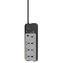 Porodo 3000W Power Strip – 7 AC Outlets + 6 USB Ports (4C+2A) Fast Charging – Gray